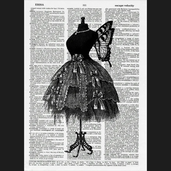 Steampunk Fashion Wings Dictionary Art Print - Picture 4 of 4